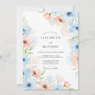 Invitation Mariage Floral Fantaisiste aux Pêches
