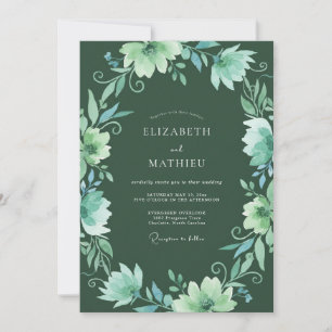 Invitation Mariage Floral Fantaisiste Émeraude