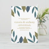 Invitation Mariage floral feuille rustique (Debout devant)