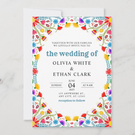 Invitation Mariage Floral Fiesta mexicain (Devant)