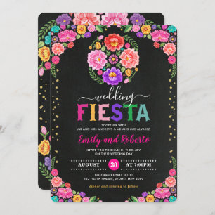 Invitation Mariage Floral Fiesta Mexicain Chalkboard