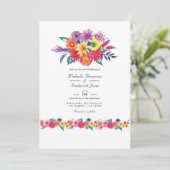 Invitation Mariage Floral Fiesta RSVP Code QR (Debout devant)