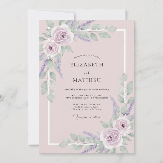Invitation Mariage Floral Fleur de Lilas (Devant)
