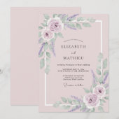 Invitation Mariage Floral Fleur de Lilas (Devant / Derrière)