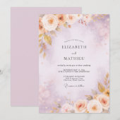 Invitation Mariage Floral Fleur de Pêcher (Devant / Derrière)