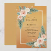 Invitation Mariage Floral Fleur de Pêcher (Devant / Derrière)