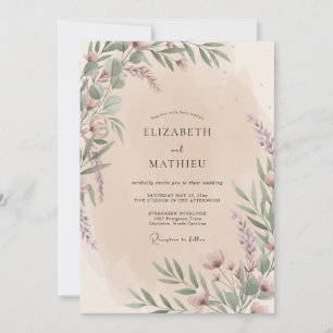 Invitation Mariage Floral Fleur Mauve
