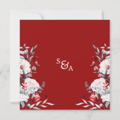 Invitation Mariage Floral Fleur Rouge Et Bleu (Dos)