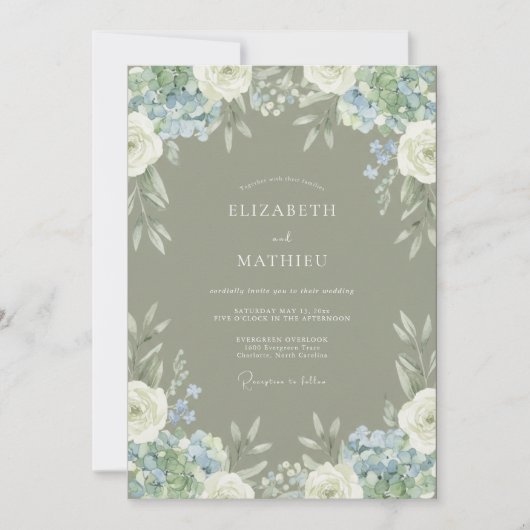 Invitation Mariage Floral Fleur Sage (Devant)