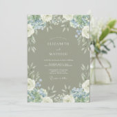 Invitation Mariage Floral Fleur Sage (Debout devant)