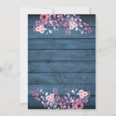 Invitation Mariage Floral Fleur sauvage en bois rustique bleu (Dos)