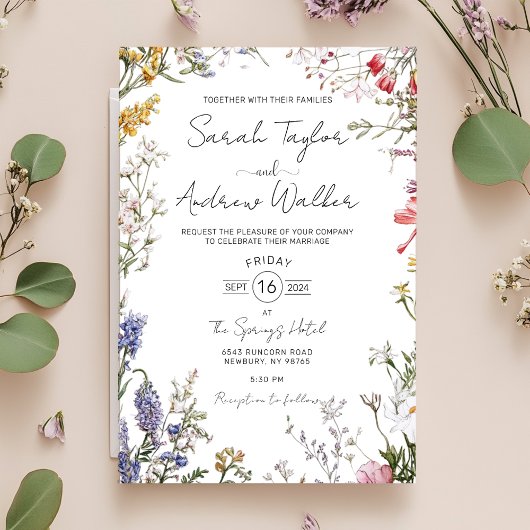Invitation Mariage Floral Fleur sauvage rustique