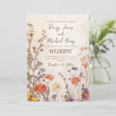 Invitation Mariage Floral Fleur sauvage rustique (Debout devant)