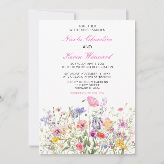 Invitation Mariage floral fleur sauvage Spring (Devant)