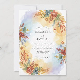 Invitation Mariage Floral Fleurissant d'Automne Ocre