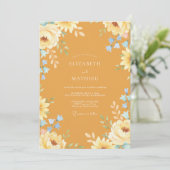 Invitation Mariage Floral Fleurissant Ocre (Debout devant)
