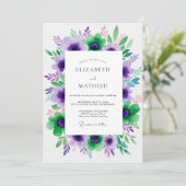 Invitation Mariage Floral Fleurissant Violet Vert (Debout devant)