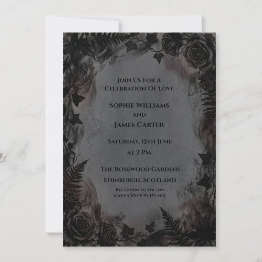 Invitation Mariage Floral Foncé (Devant)