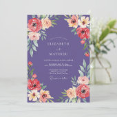 Invitation Mariage Floral Foncé de Deep Purple (Debout devant)