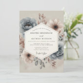 Invitation Mariage Floral Foncé et Brumeux (Debout devant)