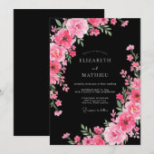 Invitation Mariage Floral Foncé et Éclatant (Devant / Derrière)