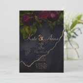 Invitation Mariage floral foncé et moody (Debout devant)