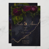 Invitation Mariage floral foncé et moody (Devant / Derrière)