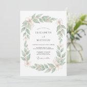Invitation Mariage Floral Frais Sage (Debout devant)