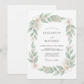 Invitation Mariage Floral Frais Sage (Devant / Derrière)