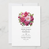 Invitation Mariage Floral Framboise Vibrant (Devant)