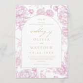 Invitation Mariage Floral Français Rose (Devant)
