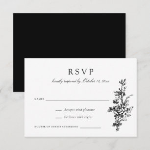 Invitation Mariage Floral Français Vintage Toile RSVP