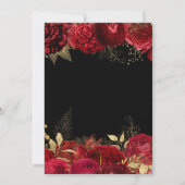 Invitation Mariage Floral frontalier Rose rouge et or (Dos)