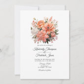 Invitation Mariage Floral Fuzz pêche (Devant)