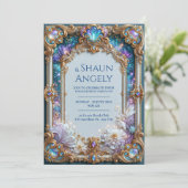 Invitation Mariage Floral Galaxie Améthyste (Debout devant)