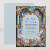 Invitation Mariage Floral Galaxie Améthyste (Devant / Derrière)