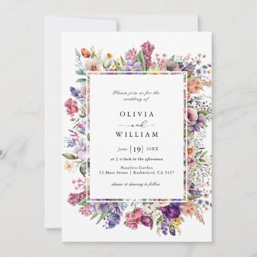 Invitation Mariage Floral Garden QR Code Tout en un (Devant)
