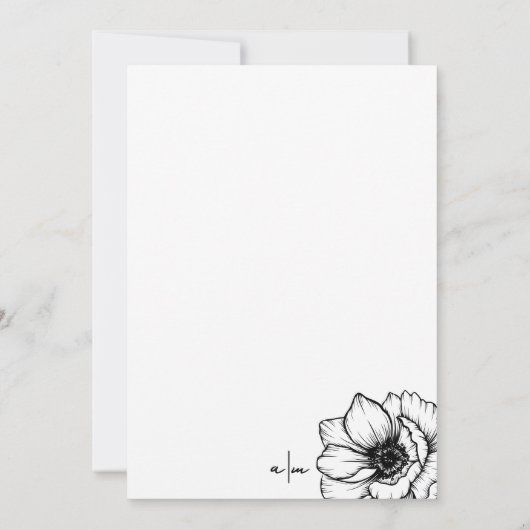 Invitation Mariage floral géant tiré à la main (Dos)