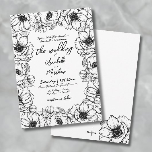 Invitation Mariage floral géant tiré à la main