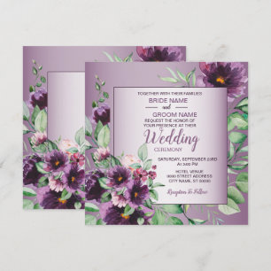 Invitation Mariage Floral Géométrique à la Végétation Teinté