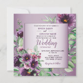 Invitation Mariage Floral Géométrique à la Végétation Teinté (Devant)