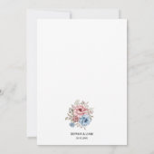 Invitation Mariage floral géométrique bleu foncé rose (Dos)