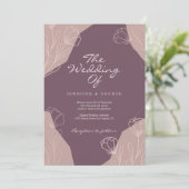 Invitation Mariage floral géométrique bordeaux crème beau (Debout devant)