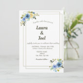 Invitation Mariage floral géométrique bordée verte (Debout devant)