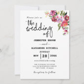 Invitation Mariage Floral Géométrique Code QR Rustique Tout E (Devant)