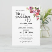 Invitation Mariage Floral Géométrique Code QR Rustique Tout E (Debout devant)