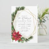 Invitation Mariage Floral Géométrique de Noël à l'aquarelle (Debout devant)