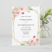Invitation Mariage Floral Géométrique Élégant Moderne Rose (Debout devant)