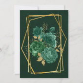 Invitation Mariage floral géométrique Emerald Green et Gold (Dos)