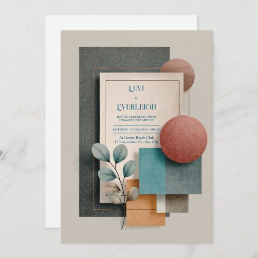 Invitation Mariage floral géométrique moderne (Devant / Derrière)